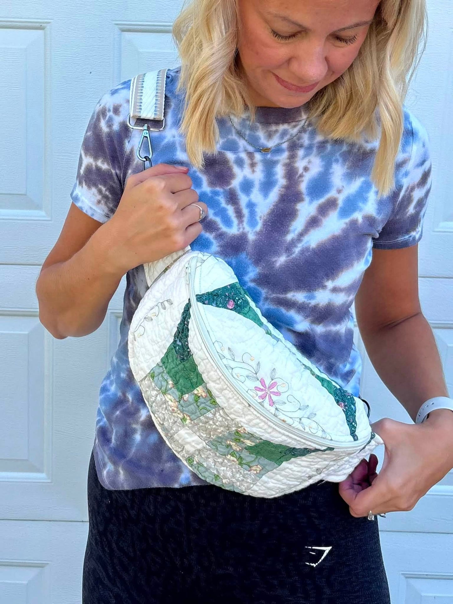 Vintage quilt upcycled crossbody bag