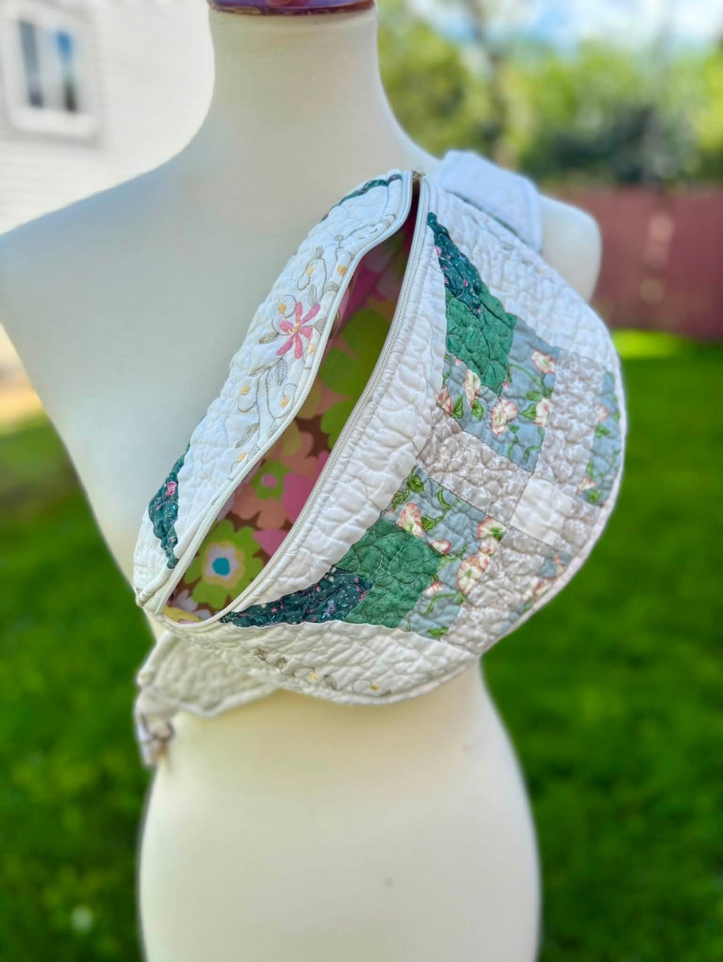 Vintage quilt upcycled crossbody bag