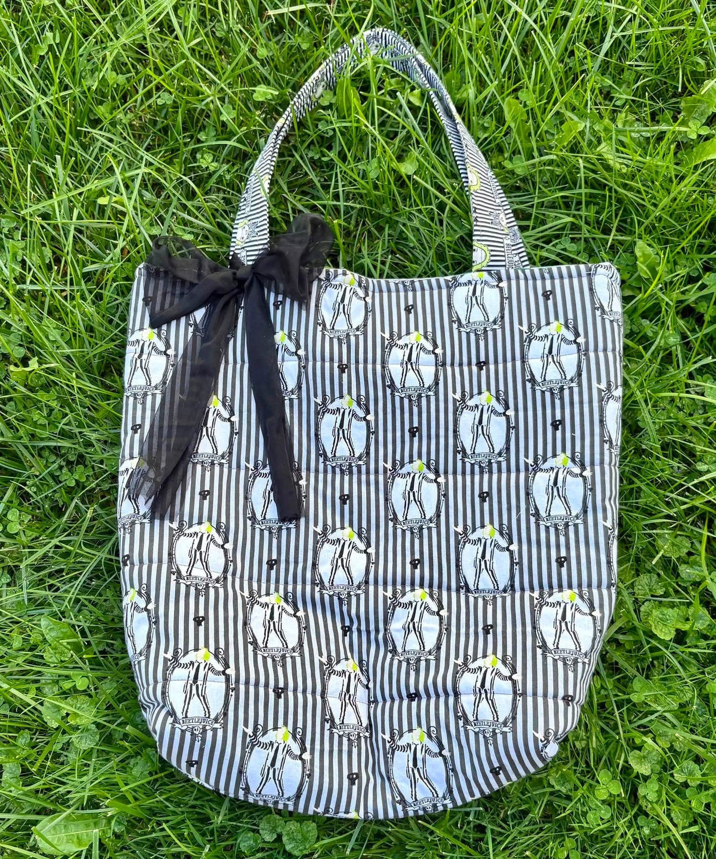 Beetlejuice quilted tote bag