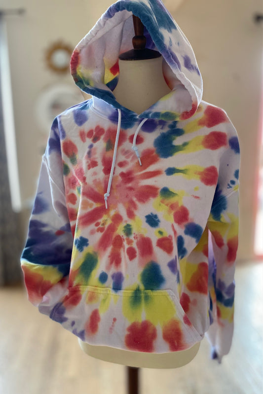 White rainbow hoodie size lg